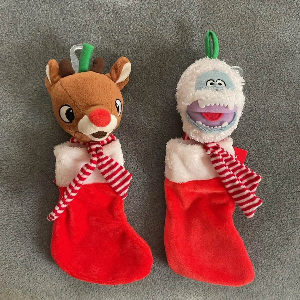 NWT Mini Rudolph the Red Nosed Reindeer and Abominable Snowman Stockings Plush